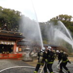 和歌浦天満宮で消防訓練　文化財防火デーを前に